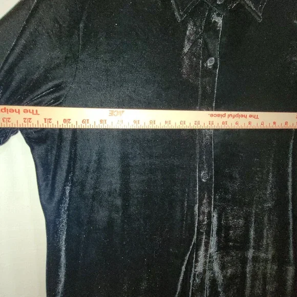 Rebecca Malone Black Velvet Button Front Large Tunic Shirt Womens L-Slv NEW - Picture 10 of 14